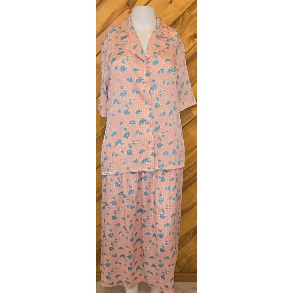 Vintage Country Sophisticates By Pendleton Floral Print Blouse & Skirt Set Sz10